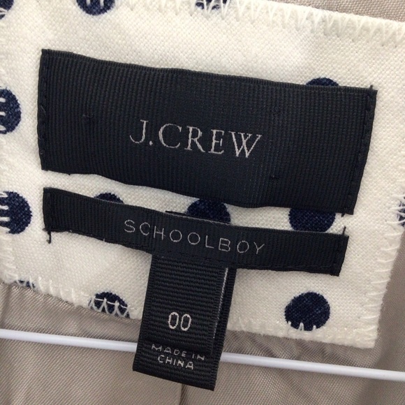 J Crew schoolboy blazer jacket women 00 blue white polka dot linen career classy - Picture 6 of 12
